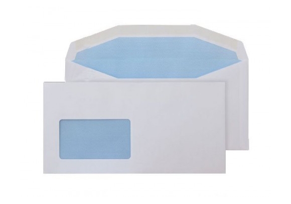 114 x 229 White Envelope With Window - Gummed - Wallet - 90gsm